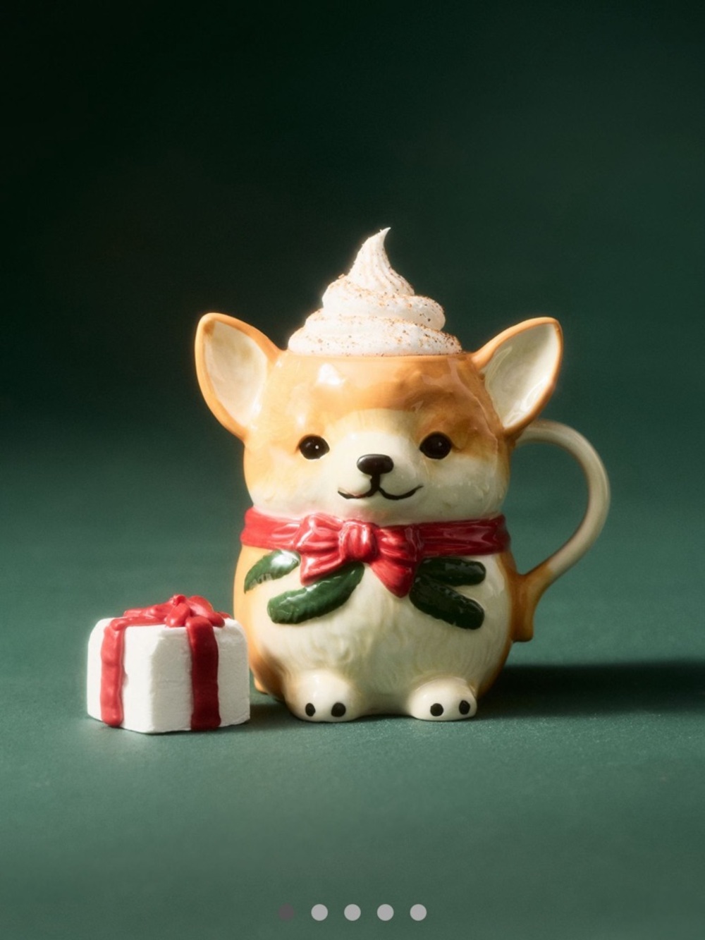 Anthropologie Corgi Dog Ceramic Mug with Red Bow - Picture 2 of 2